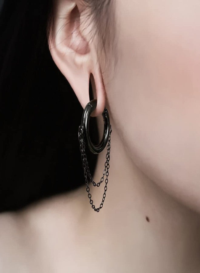 Earblity 2 PCS Black 2g (6mm) Hoop Link Ear Hanger Weights for Stretched Ears, Hypoallergenic 316 Stainless Steel Weights Plugs Tunnels Gauges Body Jewelry for Women Men - Image 2